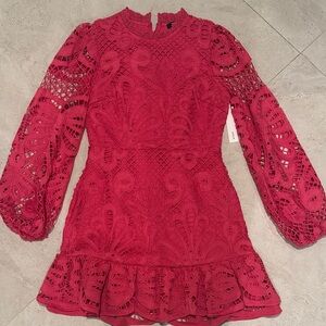 Aqua pink Lace Mini Dress